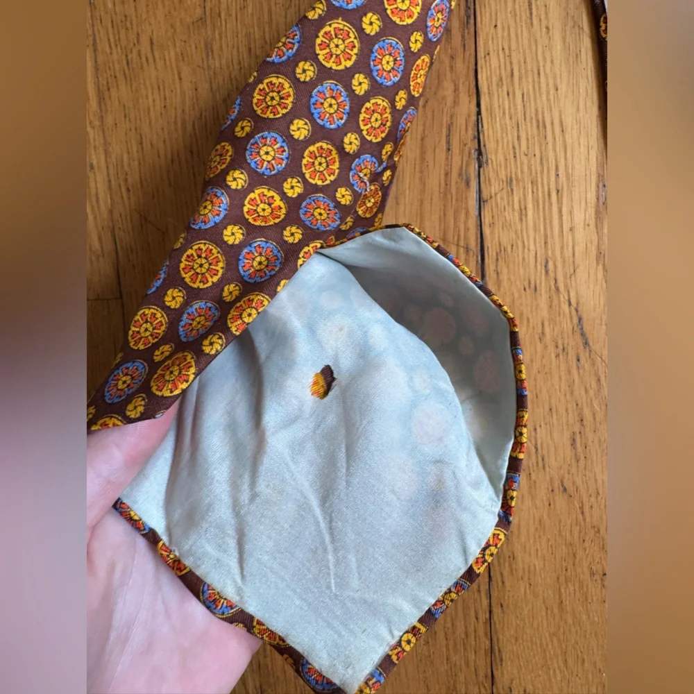 60s Vintage Mandala Print Silk Tie by Moorlane